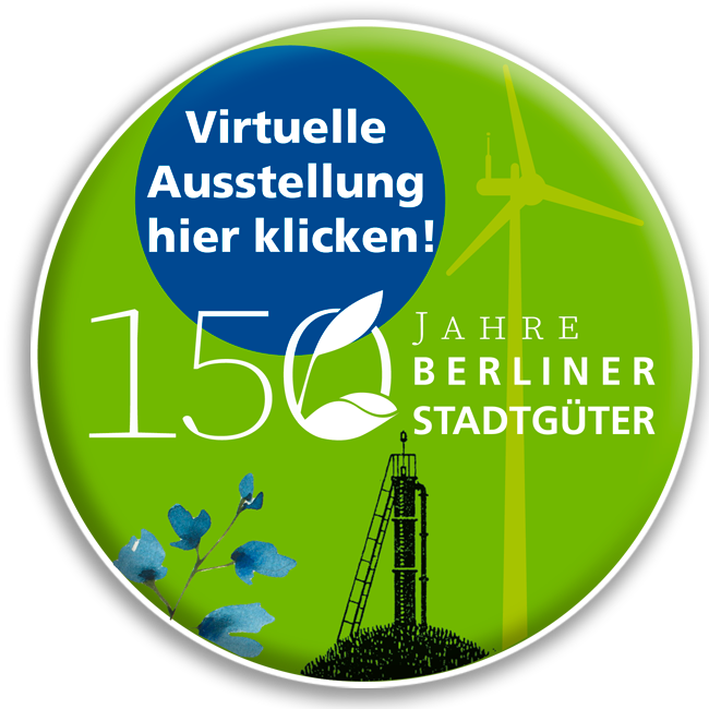 Button virtuelle Ausstellung zum 150 Geburtstag der Berliner Stadtgueter